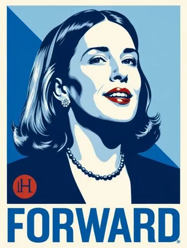 a woman's face on a poster with a red necklace,forward,stabenow,klobuchar,hrc,henceforward,committeewoman