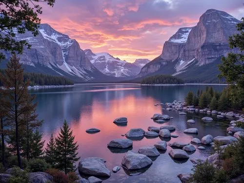 landscapes beautiful,beautiful landscape,mountain sunrise,canadian rockies,nature wallpaper,bow lake,swiftcurrent lake,beautiful lake,mountain landscape,nature landscape,moraine lake,natural scenery,mountain lake,the natural scenery,lake moraine,incredible sunset over the lake,beautiful nature,landscape background,maligne lake,mountainlake