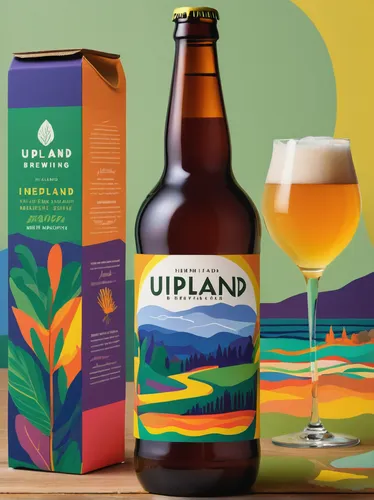 Design a colorful label for a new Upland Brewing Company beer.,vinpearl land,packshot,wild grain,gluten-free beer,vineyard tulip,packaging and labeling,cropland,wheat beer,altiplano,isolated bottle,is