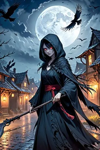 murder of crows,gothic woman,grimm reaper,dance of death,raven girl,crow queen,raven,raven bird,black raven,halloween background,vampire woman,dodge warlock,halloween poster,halloween illustration,sorceress,raven rook,corvidae,celebration of witches,black crow,grim reaper,Anime,Anime,General