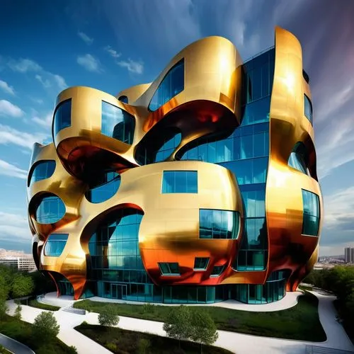 hotel w barcelona,hotel barcelona city and coast,modern architecture,futuristic architecture,building honeycomb,cubic house,cube stilt houses,glass facade,honeycomb structure,gold castle,metal cladding,cube house,autostadt wolfsburg,futuristic art museum,arhitecture,mixed-use,universal exhibition of paris,minsk,oria hotel,disney concert hall