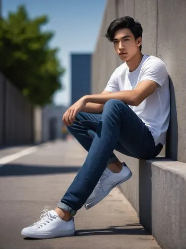 filipino,young model,aui,boy model,senior photos,man on a bench,matteo,caliandro,street shot,concrete background,blue shoes,jeans background,white shirt,white clothing,adipati,wattanayakorn,conner,maliksi,erwan,pogi,Photography,Artistic Photography,Artistic Photography 11