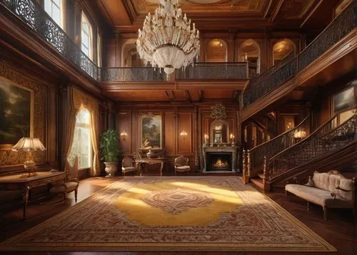 ornate room,victorian room,dandelion hall,entrance hall,hallway,royal interior,victorian,driehaus,danish room,wooden floor,great room,luxury home interior,mansion,interiors,wood floor,livingroom,hallway space,cochere,furnishings,empty interior,Illustration,Paper based,Paper Based 28