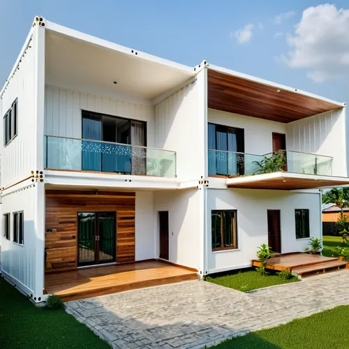 Design of a luxurious container 4-bedroom duplex home with an exquisite fusion of old and new, where elegance supersedes. adding the white hues of natural light in well-placed large windows. with the 