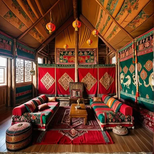 javanese traditional house,russian folk style,erdene,moroccan pattern,indian tent,japanese-style room,Photography,General,Realistic