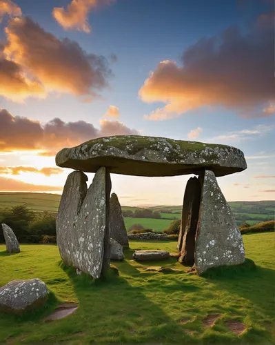 Pentre Ifan a Neolithic megalitic stone burial chamber dolmen built about 3500 BC in the parish of Nevern, Pembrokeshire, Wales. .<br /> <br /> Visit our WALES HISTORIC PLACES PHOTO COLLECTIONS for mo