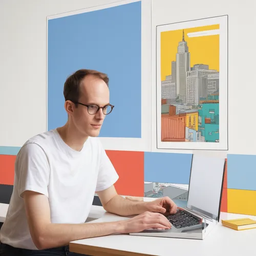 man with a computer,blur office background,illustrator,working space,computer art,adobe illustrator,full stack developer,frame drawing,creative office,mondrian,art informel,product photos,graphic design studio,computer graphics,artist portrait,vector images,background vector,in a working environment,meticulous painting,male poses for drawing,Illustration,Vector,Vector 12