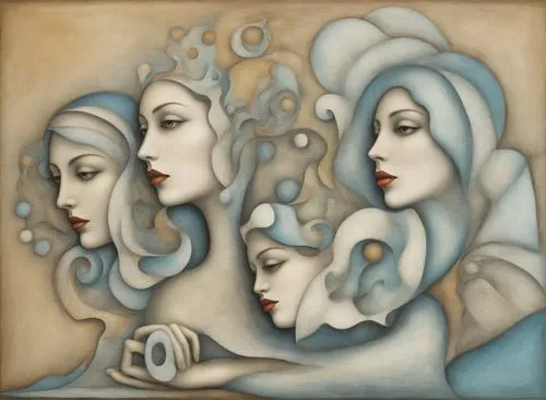 the three graces,priestesses,rhinemaidens,quartette,canonesses,matriarchs,Illustration,Black and White,Black and White 07