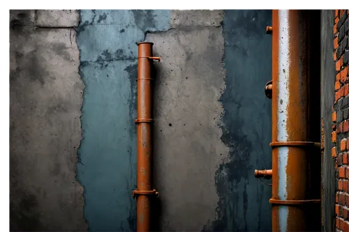 Urban, industrial, grunge background, distressed concrete walls, rusty metal pipes, old brick textures, dimly lit, warm color tone, high contrast, shallow depth of field, cinematic lighting, 3/4 compo