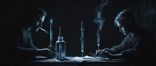 Writing about the importance of insulin syringes in managing diabetes.,syringe,test tubes,potions,vials,candlemaker,conjure up,test tube,staves,syringes,wizards,sci fiction illustration,spirits,hypode