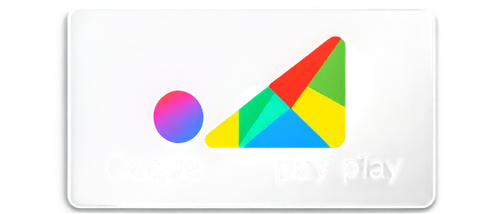 Google Play gift card, frontal view, rectangular shape, white background, colorful Google Play logo, magnetic strip, expiration date, card number, 3D-like design, glossy finish, slight reflection, top