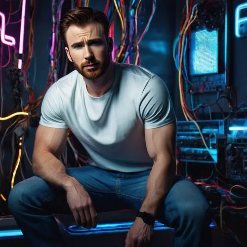 chris evans,steve rogers,gosling,cable innovator,captain america,neon lights,neon human resources,electrician,plumber,neon light,man with a computer,star-lord peter jason quill,nerve,male model,cable,handyman,muscle icon,electrical,car mechanic,dj,Photography,Fashion Photography,Fashion Photography 17