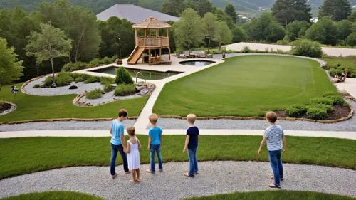 FULL PEOPLE AND CHILDREN
H2O POOL
,four children standing on walkway looking at outdoor children's playground area,landscape designers sydney,landscape design sydney,hovnanian,landscaped,landscape pla