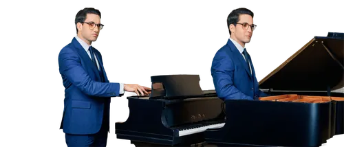 Orchestral composer, male, 30s, formal attire, holding baton, standing in front of grand piano, elegant hairstyle, glasses, serious facial expression, luxurious studio background, warm lighting, woode