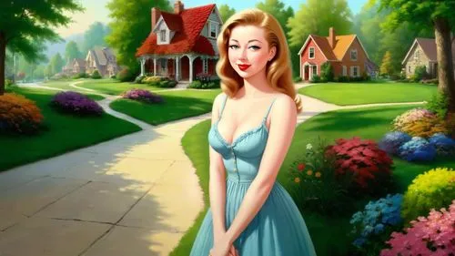 girl in a long dress,girl in the garden,cartoon video game background,springtime background,landscape background,housemaid,spring background,girl in a long,fantasy picture,fairy tale character,dorthy,photo painting,children's background,background ivy,secret garden of venus,world digital painting,3d background,houses clipart,stepford,girl walking away