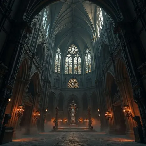 haunted cathedral,hall of the fallen,cathedral,sanctuary,theed,rijksmuseum,empty interior,gothic church,labyrinthian,oculus,transept,sanctum,notredame,immenhausen,leuven,notre dame,louvre,the cathedral,cathedrals,basilica,Photography,General,Realistic