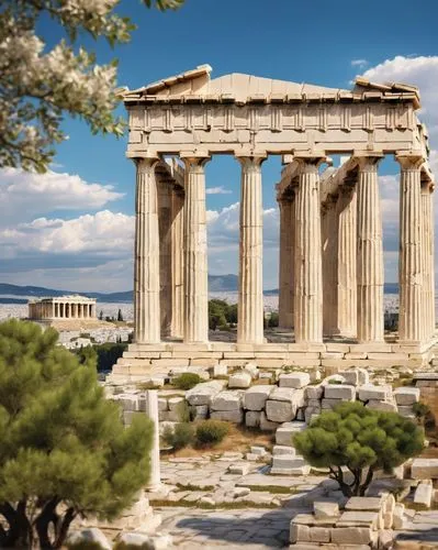 erechtheion,greek temple,parthenon,the parthenon,acropolis,erechtheus,hellas,akropolis,athenian,athens,caesonia,hellenic,athen,panathenaic,grecia,panathenian,atenas,doric columns,greece,hellenistic,Art,Classical Oil Painting,Classical Oil Painting 18