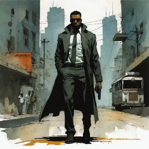 brubaker,blacksad,blade,haysbert,fishburne,a black man on a suit,leon,mcginnis,batou,templesmith,black businessman,overcoat,golgo,oddjob,wolfwood,mcniven,kirkman,dargaud,salaryman,rossmo,Illustration,Paper based,Paper Based 05