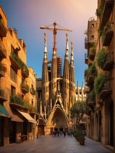 sagrada familia,gaudi,barcellona,barcelona,sagrada,barcelone,bcn,gaudi park,valencia,theed,alicante,eixample,palma de mallorca,coruscant,barceloneta,elche,spires,pedrera,celona,fantasy city,Art,Classical Oil Painting,Classical Oil Painting 44