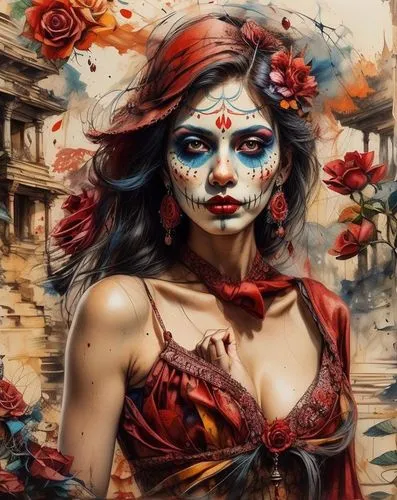 la catrina,la calavera catrina,viveros,catrina calavera,day of the dead,dia de los muertos,days of the dead,day of the dead frame,chicana,catrina,el dia de los muertos,flamenca,sugar skull,fantasy art,painted lady,calavera,day of the dead skeleton,chicanas,masquerade,rasputina