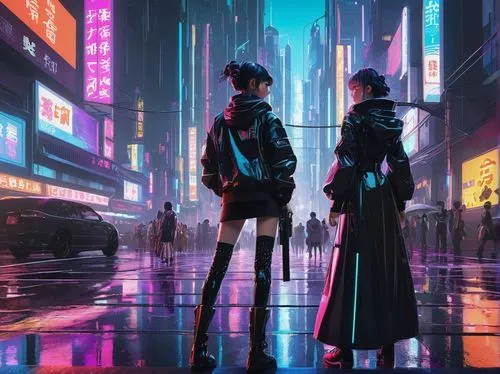 cyberpunk,shibuya,tokyo city,shinjuku,tokyo,cityscape,neon arrows,taipei,dystopian,walking in the rain,umbrellas,futuristic,city trans,hk,colorful city,harajuku,travelers,pedestrians,city corner,aesthetic,Illustration,Black and White,Black and White 14