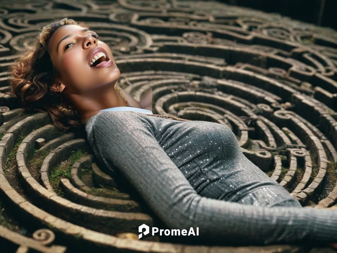 Reminiscencias de un ayer que jamás volverá, sueños perdidos en el laberinto de las ilusiones ,a woman lies down in an maze while playing,meditator,self hypnosis,labyrinths,padmasana,surya namaste,pra