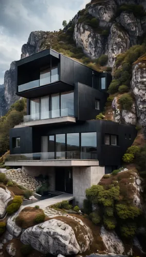 dunes house,cubic house,modern architecture,modern house,house in mountains,cube house,Photography,General,Cinematic