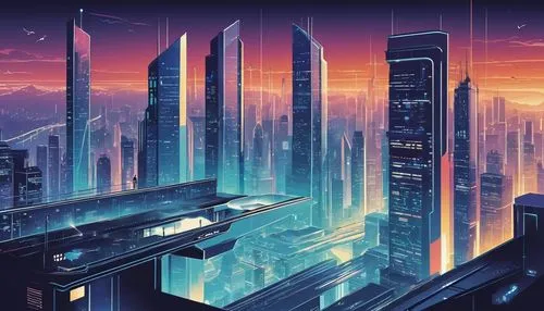 cybercity,futuristic landscape,cybertown,metropolis,cyberport,cityscape,synth,coruscant,futuristic,polara,futuregen,cyberworld,cyberia,digitalism,cyberpunk,futurist,capcities,neuromancer,scifi,cyberscene,Illustration,Vector,Vector 01