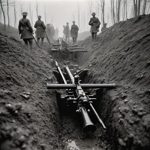 WW1 German soldiers on their trench with their mashine gun and their rifles shooting down their enemy,passchendaele,laverdure,minelaying,entrenching,einsatzkommando,trenches,einsatzgruppe,bastogne,tan