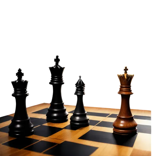 Chessboard, wooden texture, brown wood grain, intricate carvings, raised squares, chess pieces, king, queen, rook, bishop, knight, pawn, metal material, shiny surface, dramatic lighting, low angle sho