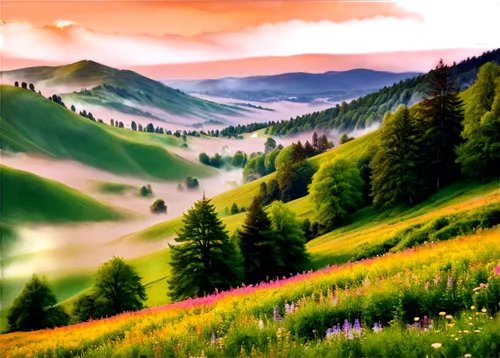 alpine landscape,landscape background,meadow landscape,purple landscape,salt meadow landscape,mountain landscape,meadow in pastel,mountain scene,mountain meadow,mountainous landscape,nature landscape,landscape nature,nature background,landscape,alpine meadow,high landscape,fantasy landscape,background view nature,small landscape,lavender fields,Illustration,Realistic Fantasy,Realistic Fantasy 37