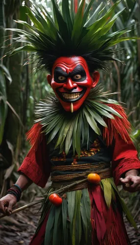 theyyam,asian costume,kalimantan,patung garuda,hijau,papuan,bengalenuhu,tribal chief,minangkabau,maracatu,papua,pachamama,barong,pachamanca,shaman,indonesian,goki,andong jjimdak,legong,pacu jawi,Conceptual Art,Oil color,Oil Color 05