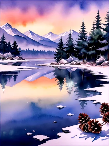 winter landscape,winter lake,snow landscape,christmas landscape,winter background,snowy landscape,watercolor background,watercolor pine tree,salt meadow landscape,ice landscape,snow scene,watercolor,purple landscape,landscape background,watercolor painting,watercolor christmas background,alpine lake,watercolour paint,watercolorist,water color,Illustration,Paper based,Paper Based 25