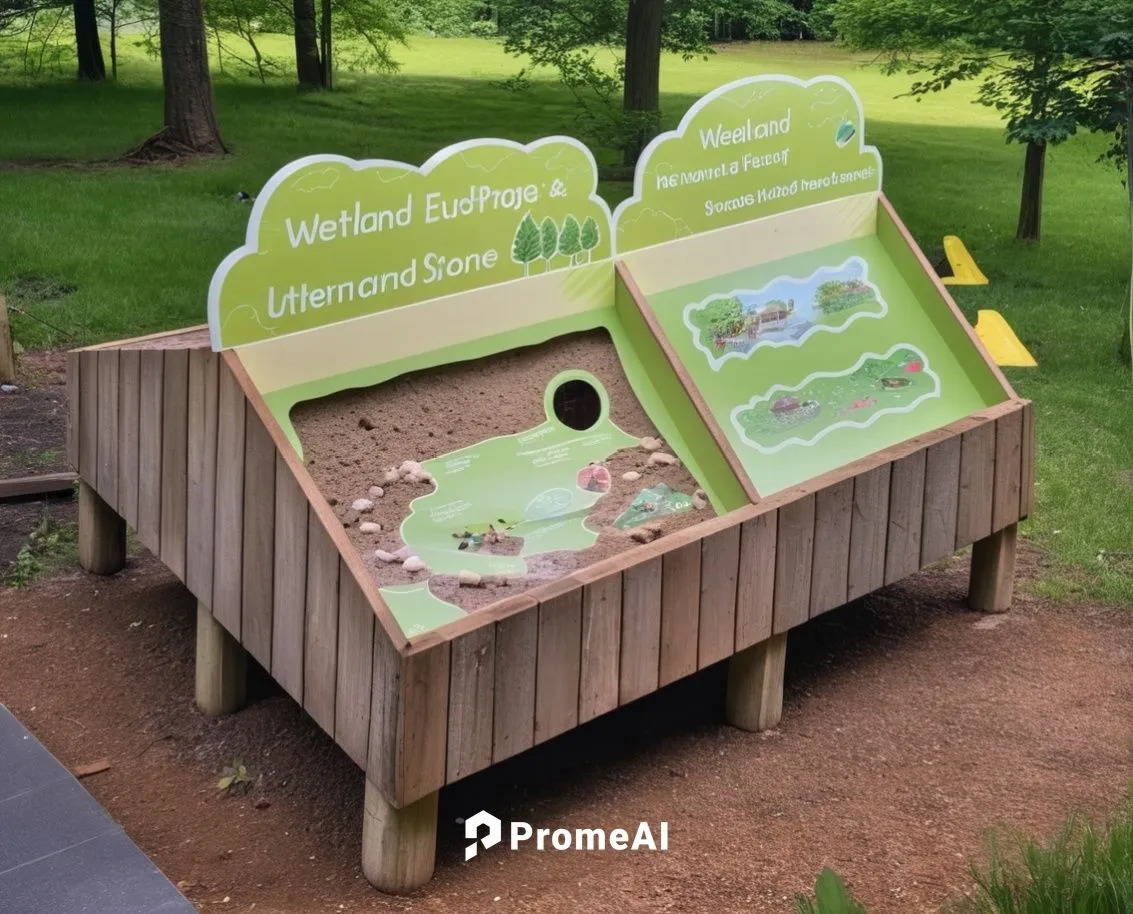 Theme: Wetland-Natural Sponge, Object: Large-scale interactive game equipment suitable for teenagers {refer to the attached picture}, Location: Wetland Park,outdoor play equipment,wooden mockup,play a