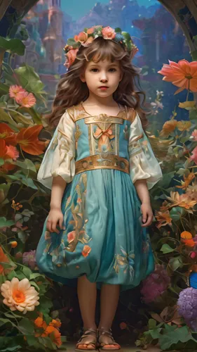 little girl fairy,child fairy,girl in flowers,girl in the garden,children's fairy tale,children's background,girl picking flowers,fairy tale character,flower fairy,girl in a wreath,garden fairy,rosa 'the fairy,faerie,faery,mystical portrait of a girl,portrait background,flower background,the little girl,alice,flower girl,Conceptual Art,Fantasy,Fantasy 05