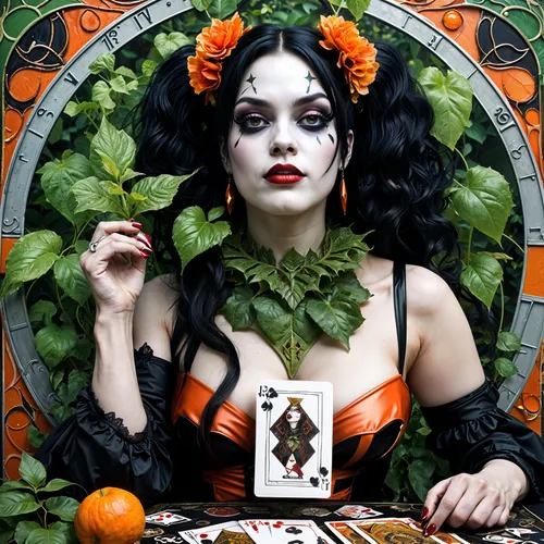 rasputina,aradia,hekate,mabon,fortuneteller,viveros,queen of hearts,tarot cards,samhain,playing card,hecate,tarot,enchantress,gothic portrait,chiaradia,persephone,ciorbea,fortune teller,diamanda,playing cards