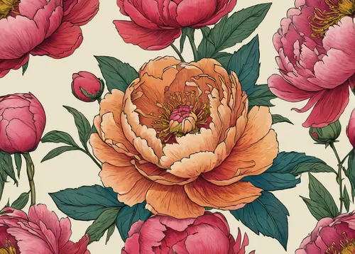 tulip background,peonies,peony,japanese floral background,floral background,floral digital background,rose flower illustration,pink peony,roses pattern,peony pink,seamless pattern,chinese peony,botanical print,chrysanthemum background,floral mockup,vintage wallpaper,wild peony,flower fabric,seamless pattern repeat,common peony,Illustration,Children,Children 04