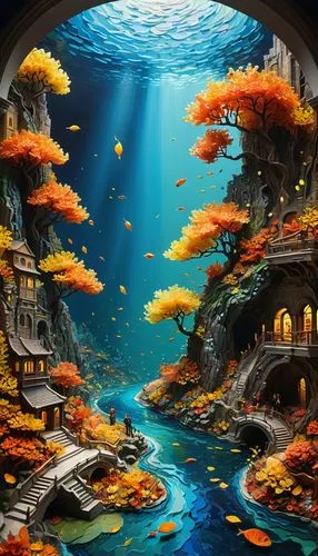 underwater landscape,underwater oasis,aquarium,underwater playground,underwater background,underground lake,fantasy landscape,fantasy picture,3d fantasy,ocean underwater,aquarium decor,coral reef,aquariums,underwater world,fantasy art,koi pond,cave on the water,under the sea,under sea,ocean floor,Unique,Paper Cuts,Paper Cuts 01