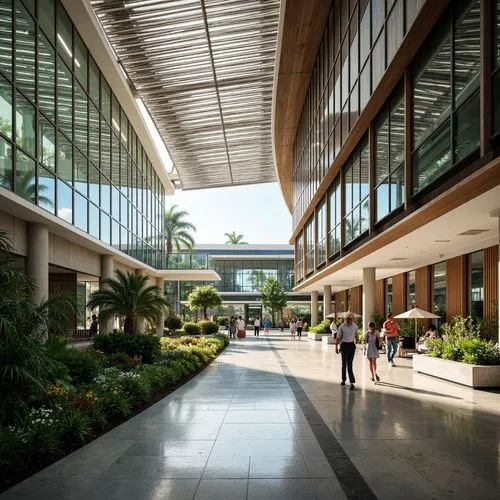 Vibrant airport terminal, regional cultural elements, traditional architectural influences, modern aerodynamic curves, large glass facades, metallic structures, dynamic LED lighting systems, airy open