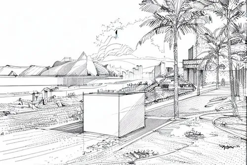 cube stilt houses,camera illustration,concept art,hand-drawn illustration,camera drawing,game drawing,barangaroo,artificial island,mono-line line art,landscape plan,line drawing,virtual landscape,garden design sydney,illustrations,battery gardens,frame drawing,beach furniture,beach huts,floating huts,archidaily