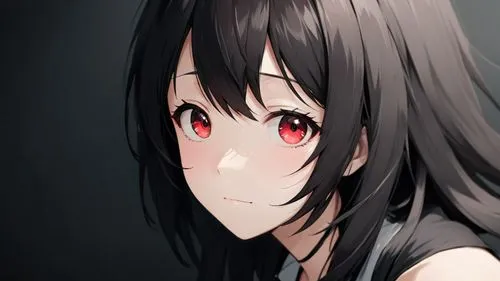 black red anime ,red eyes,azusa nakano k-on,nico,heterochromia,poi,fire red eyes,anime 3d,worried girl,red background,transparent background,m16,himuto,nori,yuzu,unknown,ren,ako,blushing,ikayaki,anime