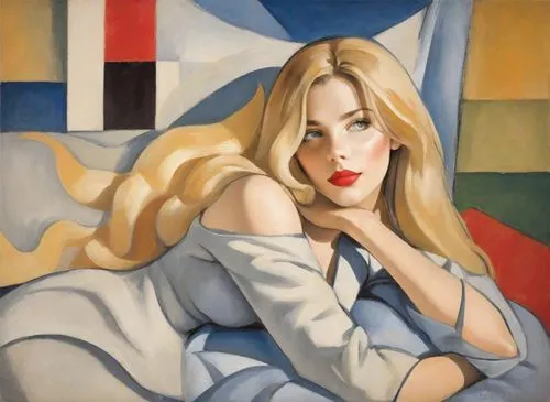 lempicka,leger,woman on bed,metzinger,wesselmann,feitelson,Digital Art,Poster