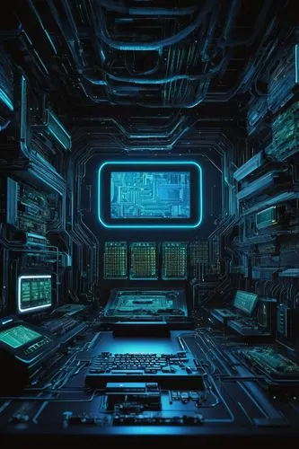 nostromo,spaceship interior,cyberspace,computer room,cyberscene,weyland,ufo interior,neuromancer,mainframes,gravemind,demoscene,sulaco,cartoon video game background,spacelab,cyberview,subroutine,holodeck,cybernetically,cyberworld,codec,Illustration,Black and White,Black and White 17