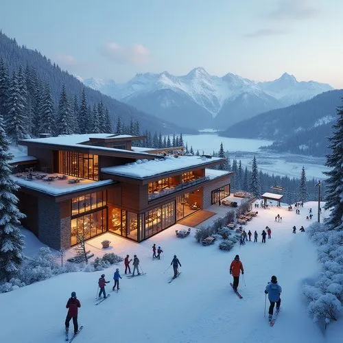 snohetta,whistler,ski facility,snow house,ski resort,house in the mountains,revelstoke,ski station,renderings,mountain huts,the cabin in the mountains,avalanche protection,mountain hut,norquay,house in mountains,blackcomb,lake louise,alpine style,chalet,snowbowl,Photography,General,Realistic