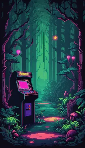 arcade,retro background,arcade game,retro,pinball,trip computer,the woods,retro music,retro styled,jukebox,80s,arcades,computer games,haunted forest,digital piano,nostalgic,electric piano,the forest,80's design,piano,Unique,Pixel,Pixel 04