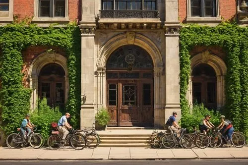 yale university,depaul,macalester,oberlin,outremont,uiuc,cambridge,bicyclists,parked bikes,uci,tulane,balliol,bicycles,bike city,fieldston,hamline,cyclists,oxford,yale,westmount,Illustration,Retro,Retro 15