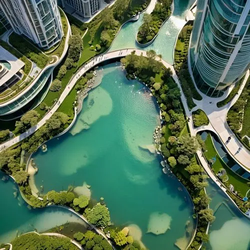 interlace,zorlu,artificial islands,dubai marina,dubia,aerial landscape,gardens by the bay,dubay,dubai garden glow,singapore,futuristic architecture,city moat,suzhou,futuristic landscape,songdo,biopolis,terraformed,ecotopia,emaar,garden by the bay,Photography,General,Realistic