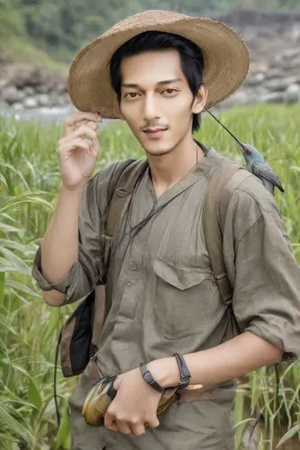 Petani indonesia, memakai topi, memakai sarung, memancing ikan di sungai, background sungai,chitwan,amitava saha,vietnam,cambodia,the law of the jungle,park ranger,bánh rán,mahout,vietnam vnd,vietnam'