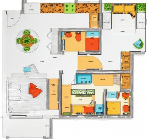 a white floor plan with different colored furnishings,floorplan home,house floorplan,floorplans,habitaciones,floorplan,apartment,Unique,Design,Infographics