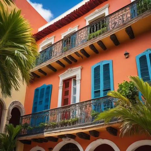 mizner,balcones,french quarters,frederiksted,funchal,colorful facade,balconies,christiansted,coconut grove,shutters,menton,bordighera,palmbeach,curacao,las olas suites,curacoa,old havana,taxco,sanjuan,trinidad cuba old house,Art,Classical Oil Painting,Classical Oil Painting 33